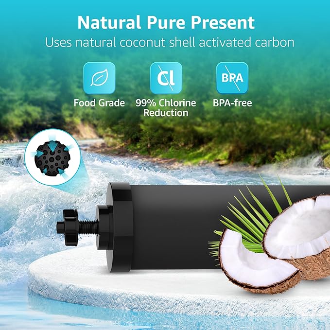 AQUACREST NSF/ANSI 42&372 Certified Water Filter, Replacement for Berkey® Gravity Water Filter System, Berkey® Black Purification Elements, Pack of 2-Ruum Studio Home