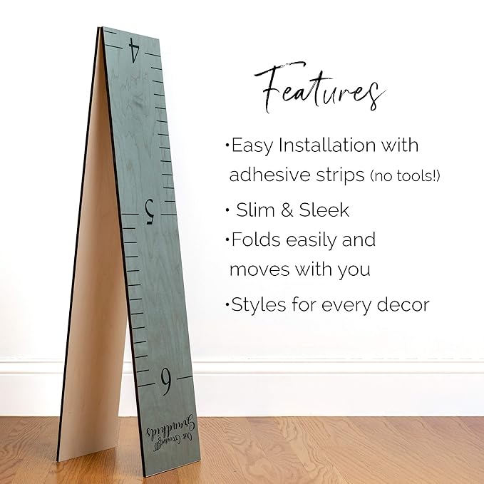 Wooden Growth Chart – Kids Height Chart, Wall Measurement for Kids, Height Chart for Wall, Growth Ruler for Children – Our Growing Grandkids, Gray (63"x6.7")-Ruum Studio Home