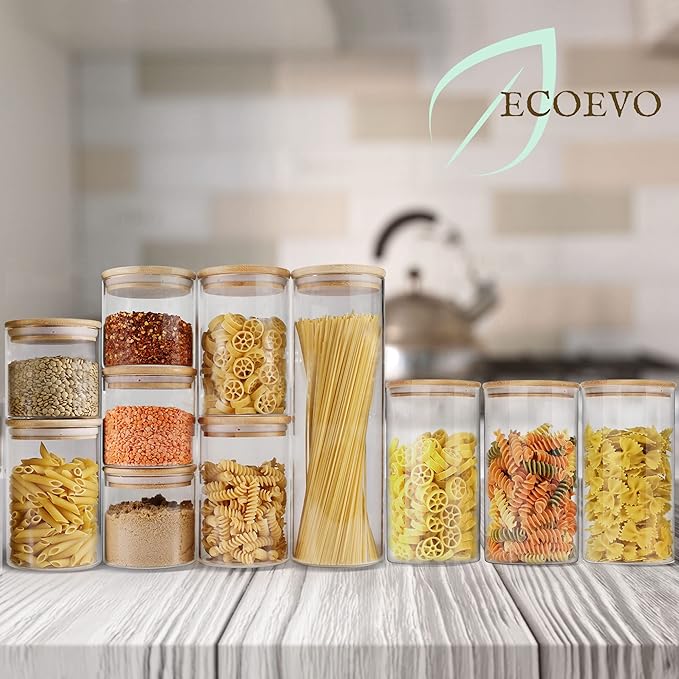 Glass Jars with Bamboo Lids (40oz in 3 Pack), Glass Food Jars and Canisters Sets, Pantry Food Storage Jars with Airtight Lids, Large Glass Canisters with lids-Ruum Studio Home