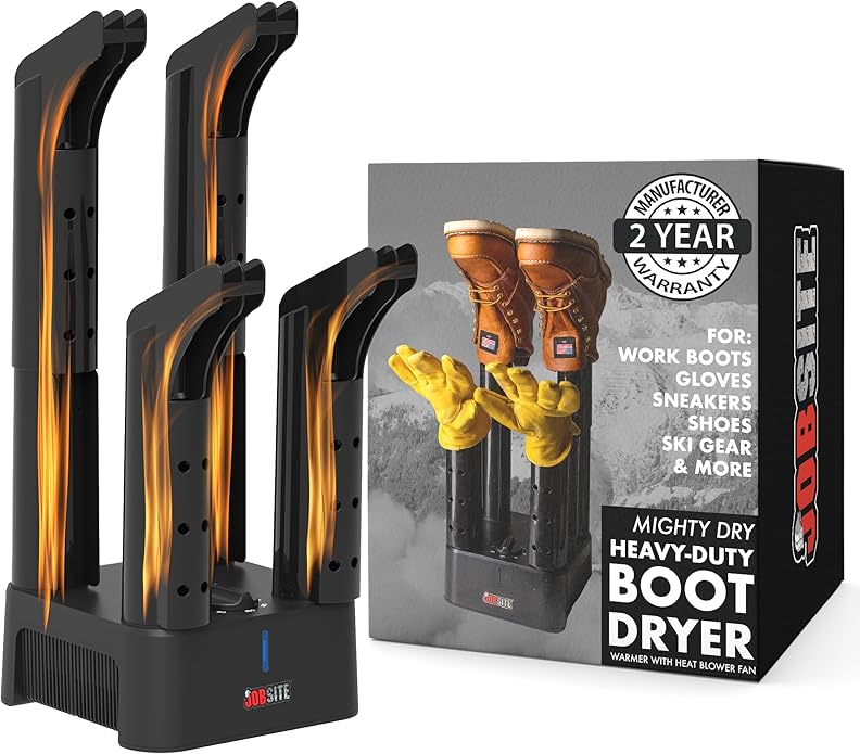 JobSite Boot Dryer - Mighty Dry with Heat Blower Fan - Fast Glove & Shoe Dryer - Helps Reduce Odor-Ruum Studio Home