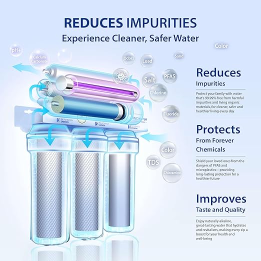 APEC Water System ROES-PHUV75 Essence Series Top Tier Alkaline Mineral pH+ and UV Ultra-Violet Sterilizer 75 GPD 7-Stage Ultra Safe Reverse Osmosis Drinking Water Filter System-Ruum Studio Home