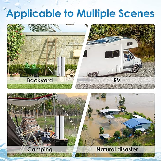 Waterdrop Gravity-fed Water Filter System, Reduces Lead and up to 99% of Chlorine, NSF/ANSI 42&372 Standard, with 2 Black Carbon Filters and Metal Spigot, King Tank Series, WD-TK-A-Ruum Studio Home
