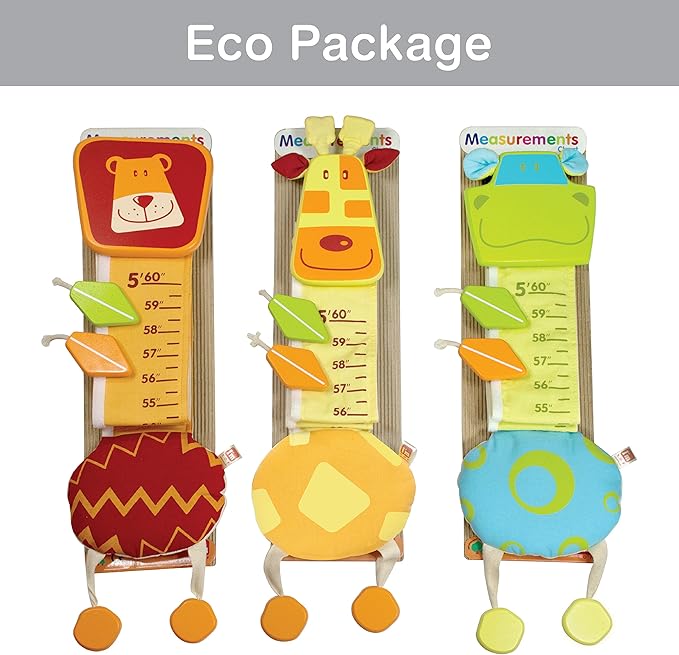 Wood and Fabric Wall Growth Chart, Height Measurement, Scale, Ruler for Kids (Giraffe)-Ruum Studio Home