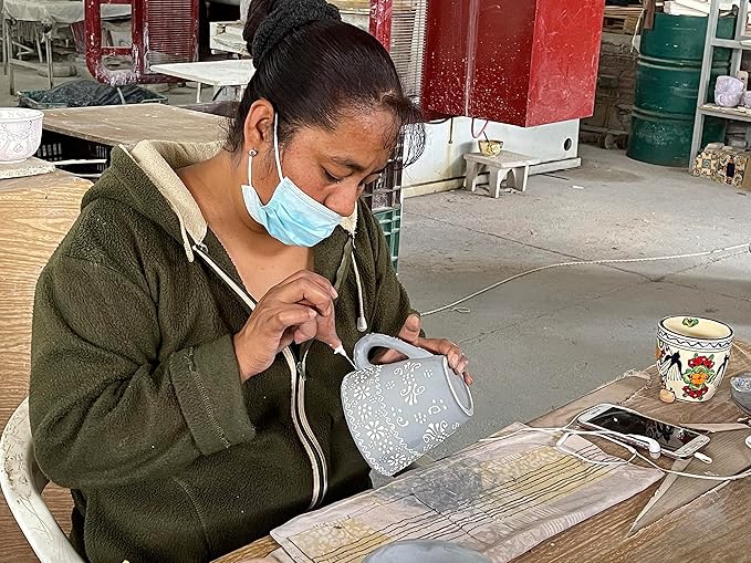 Encantada Handmade Hand-Painted Authentic Mexican Pottery Mugs (2-pack, Gold)-Ruum Studio Home