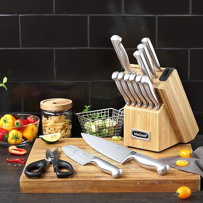 McCook® Knife Sets,German Stainless Steel Knife Block Sets with Built-in Sharpener-Ruum Studio Home