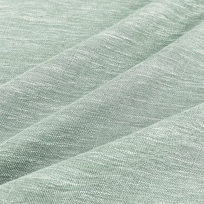 MYSKY HOME Semi Sheer Curtains for Bedroom, Kitchen Curtain Panels Cotton Polyester Blend Fabric Linen Look Texture Light Filtering Privacy Drapes, Farmhouse Home Decor, 50" x 63", Aqua, 2 Pieces-Ruum Studio Home