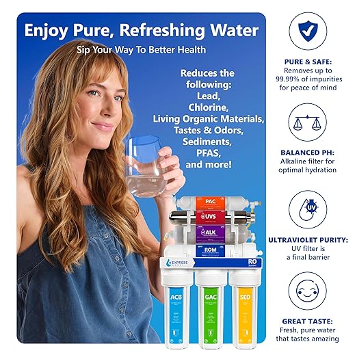 Express Water Reverse Osmosis Alkaline Ultraviolet Water Filtration System – 100 GPD (Deluxe Chrome Faucet)-Ruum Studio Home