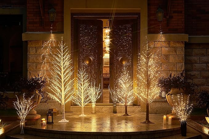 Birchlitland LED Alpine Trees 4FT 450L Warm White Fairy Lights, Lighted Trees for Indoor Outdoor Home Thanksgiving Christmas Holiday Decoration-Ruum Studio Home
