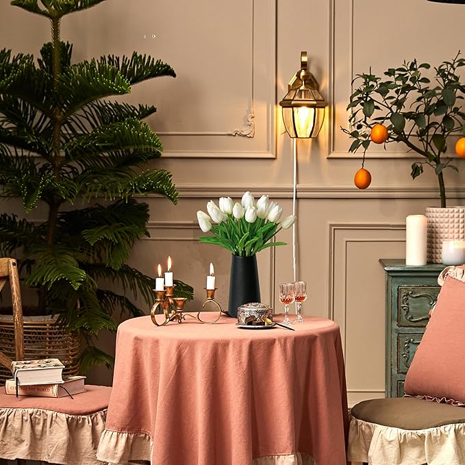 Mandy's Artificial Tulips 60 Stems White PU Faux Flowers for Wedding Home Decor 13.5 Inch-Ruum Studio Home