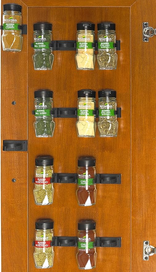 Simple Houseware 20 Spice Gripper Spice Accessories Spice Organizer- 4 Strips, Holds 20 Jars, Black-Ruum Studio Home