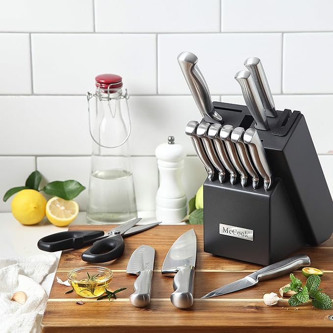 McCook® Knife Sets, German Stainless Steel Knife Block Sets with Built-in Sharpener-Ruum Studio Home