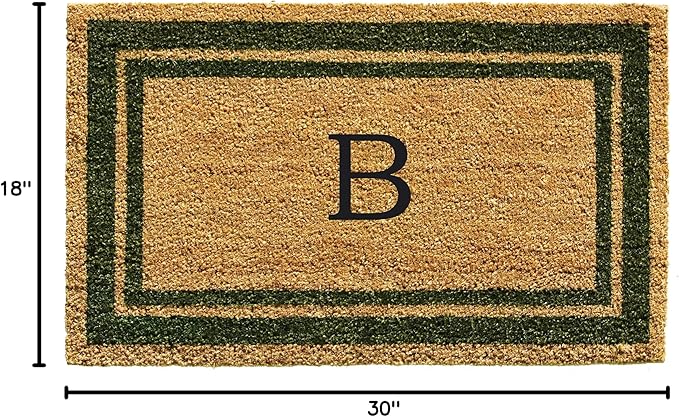 Calloway Mills 153041830B Sage Green Border 18" x 30" Monogram Doormat, (Letter B)-Ruum Studio Home