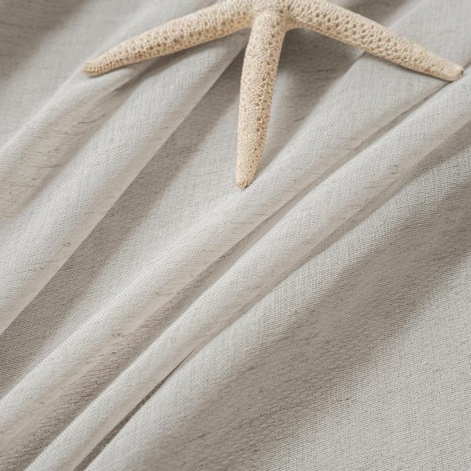 FMFUNCTEX Linen Sheer Curtains for Bedroom, Grey Curtains 63 Inch Length for Living Room, Gray Farmhouse French Flax Blend Window Draperies, Rod Pocket 2 Panels Set-Ruum Studio Home