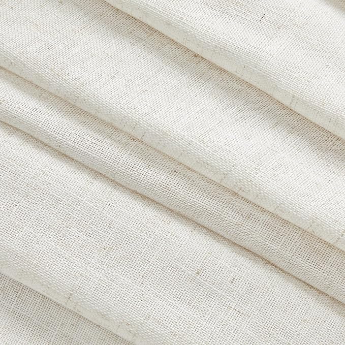 MYSKY HOME Boho Curtains 72 Inch Length, Linen Blend Drapes for Window Decoration French Door Curtain Panels Privacy Shade Burlap Farmhouse Rustic Style for Doorways, 50" x 72", Linen, 2 Panels-Ruum Studio Home