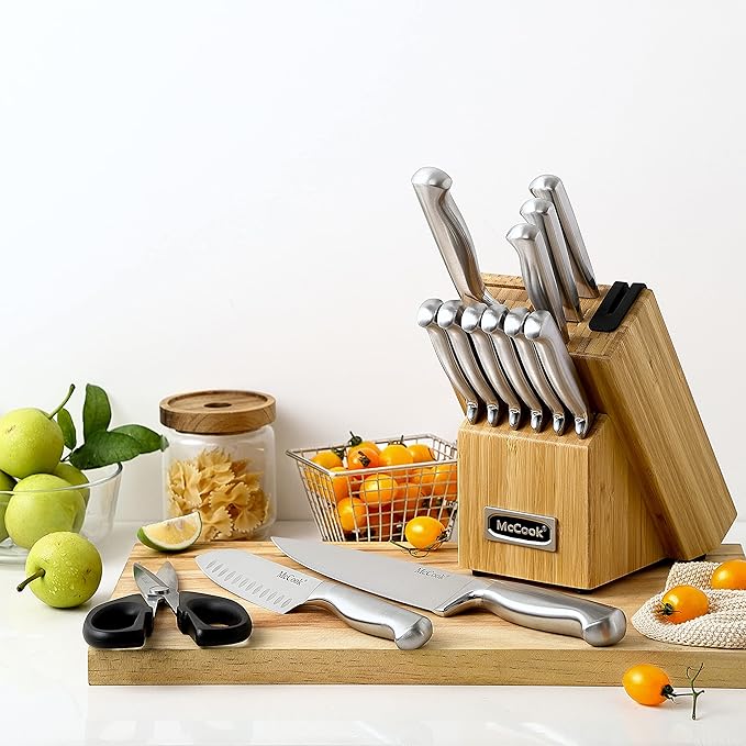 McCook® Knife Sets,German Stainless Steel Knife Block Sets with Built-in Sharpener-Ruum Studio Home