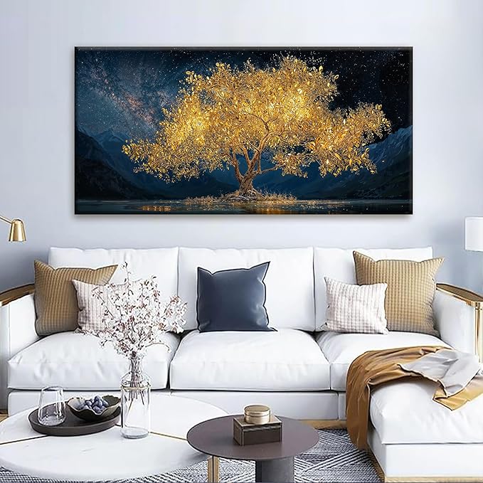Tsomzxng Canvas Wall Art Decor Modern Large Wall Art For Living Room 29 X 58 Inches Gold Tree Of Life Abstract Wall Decor Paintings Picture For Bedroom Dining Room Home Office Artwork-Ruum Studio Home