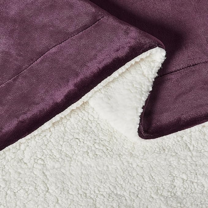 Amazon Basics Reversible Sherpa Throw Blanket, Plum, 50"x60"-Ruum Studio Home