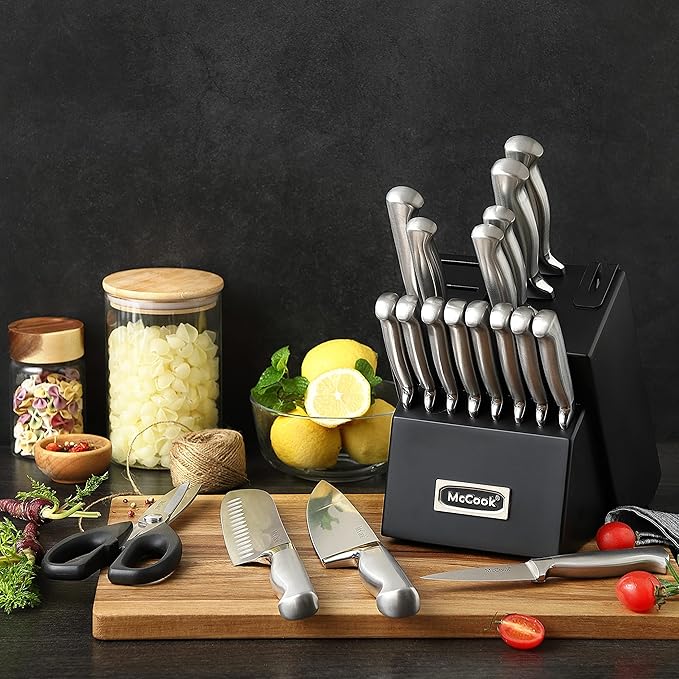 McCook® Knife Sets,German Stainless Steel Kitchen Knives Block Set with Built-in Sharpener-Ruum Studio Home