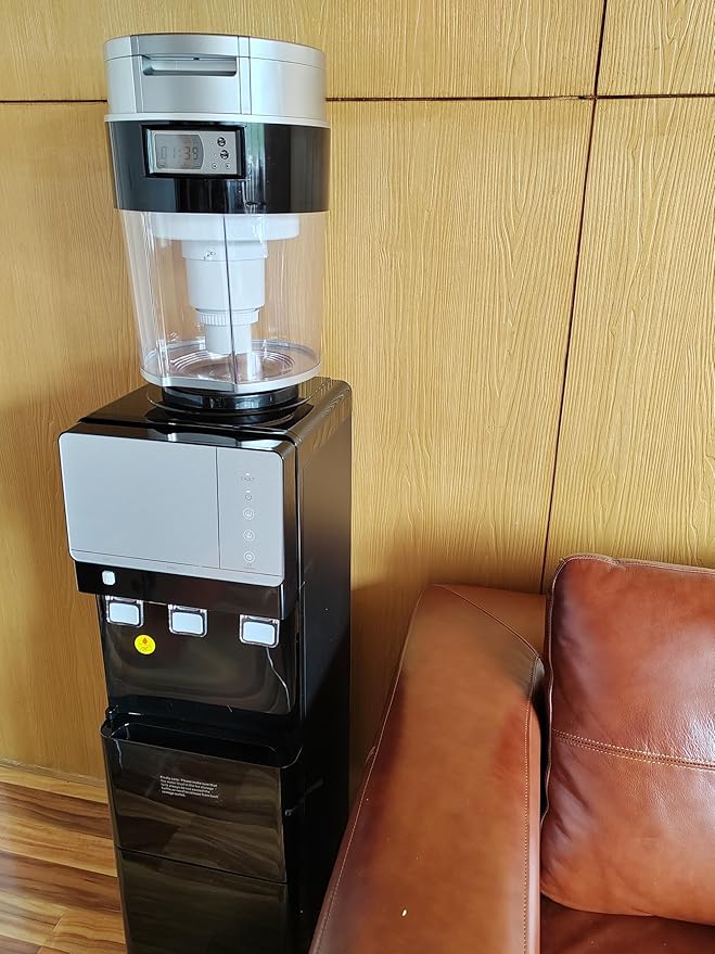 IKT Top Load Water Cooler Dispenser with Ice Maker for 5 Gallon Bottle 27 lbs Daily Capacity 3 Temperature Night Light Black-Ruum Studio Home