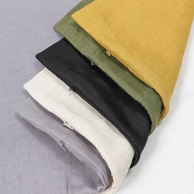 Hanging Linen Laundry Bag, 100% Pure Flax Linen Over The Door Hamper with Bottom Zipper for Laundry Room, Household Dirty Cloth Storage Organizer Bag, Gray-Ruum Studio Home