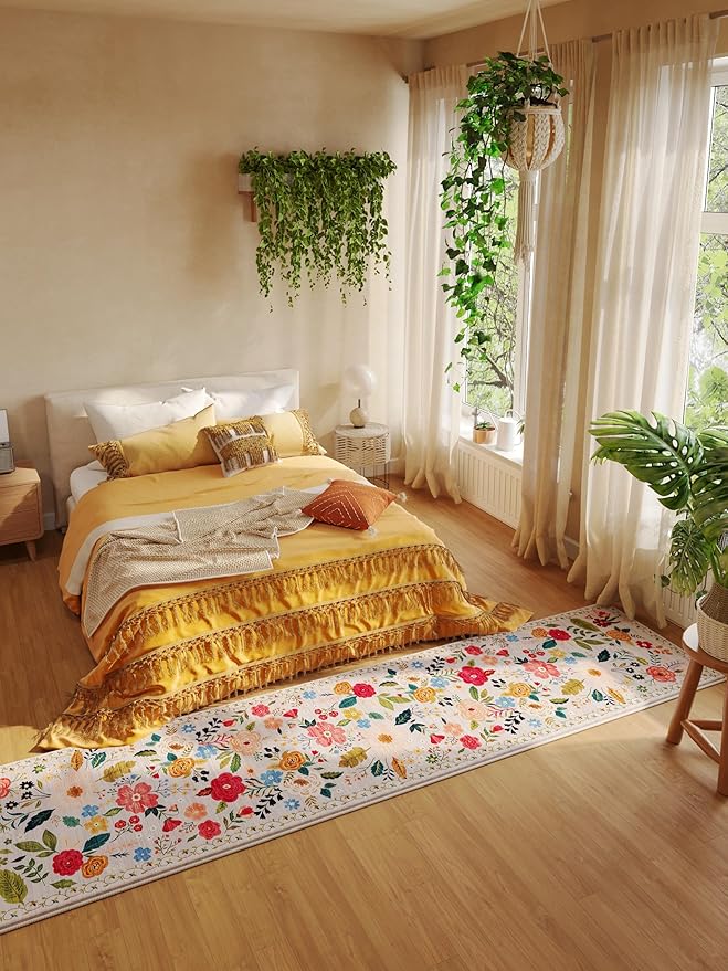 Runners for Hallways Kitchen Runner Rug Non Slip 2'x 10' Long Washable Rugs with Rubber Backing Soft Floral Carpet Runner for Hallways, Kitchen, Laundry, Bedroom, Bathroom(Beige)-Ruum Studio Home