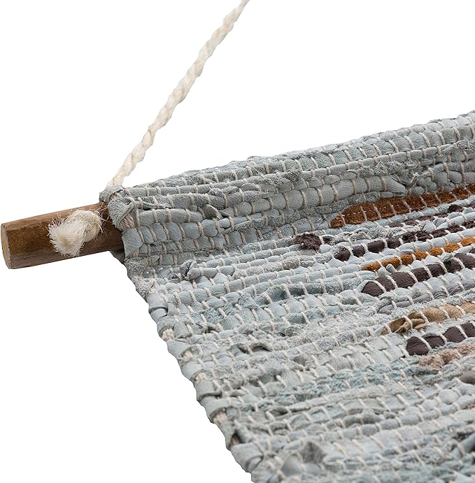 Mark&Day Wall Art, Stanzach Hide Leather and Fur Farmhouse Charcoal Macrame Tapestry Wall Hanging for Living Room, Bedroom, Office or Kitchen (44"H x 22"W)-Ruum Studio Home