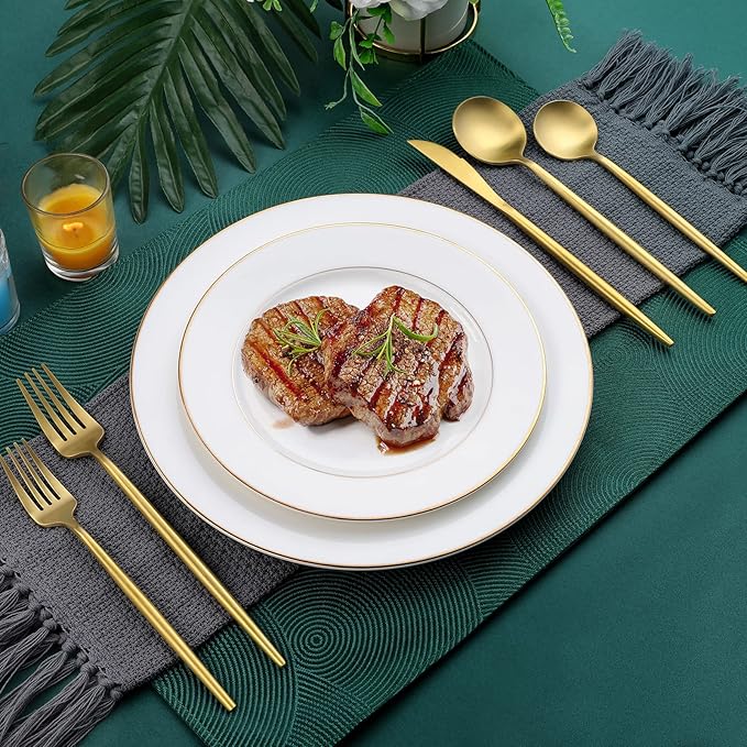 Matte Gold Silverware Set, OGORI 30-Piece Food Grade Stainless Steel Gold Flatware Set, Kitchen Utensil Set Service for 6, Tableware Cutlery Set for Home and Restaurant, Dishwasher Safe - Gift Box-Ruum Studio Home