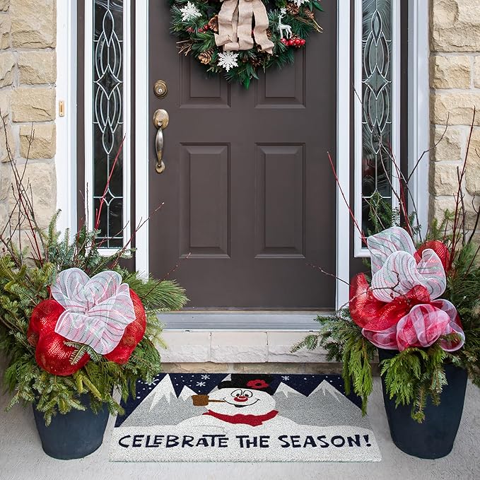 Gertmenian Paramount Frosty Coir Doormat - 2x3 Welcome Mat (2-Pack), Ideal for High Traffic Areas in Front Door, Garage, Entryway - Blue/Celebrate, 80026-Ruum Studio Home