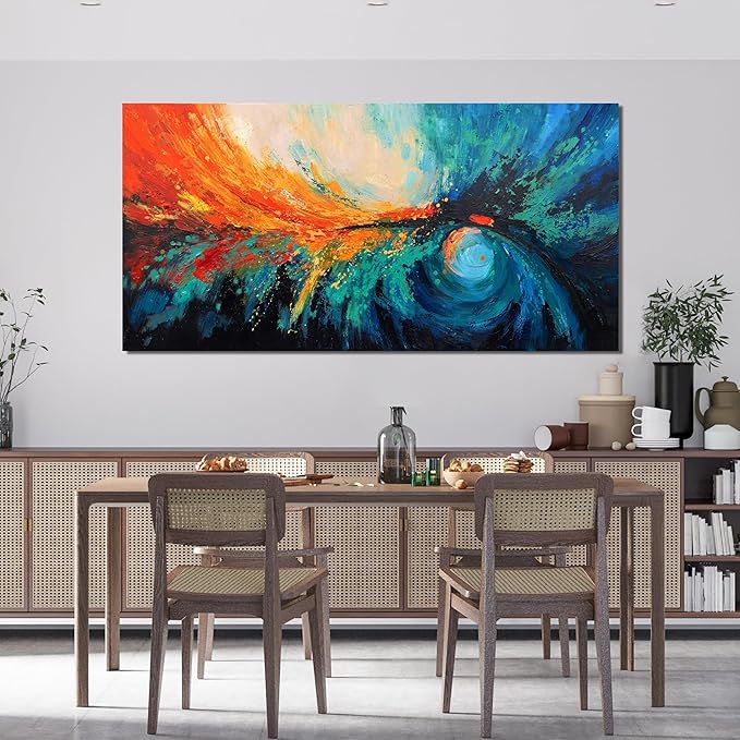 Canvas Wall Art Decor Modern Wall Art Pictures For Living Room Blue Green Wall Art Decor Canvas Abstract Art Work Colorful Abstract Wall Art Paintings Prints For Home Office Room Wall Decor 24" x 48"-Ruum Studio Home
