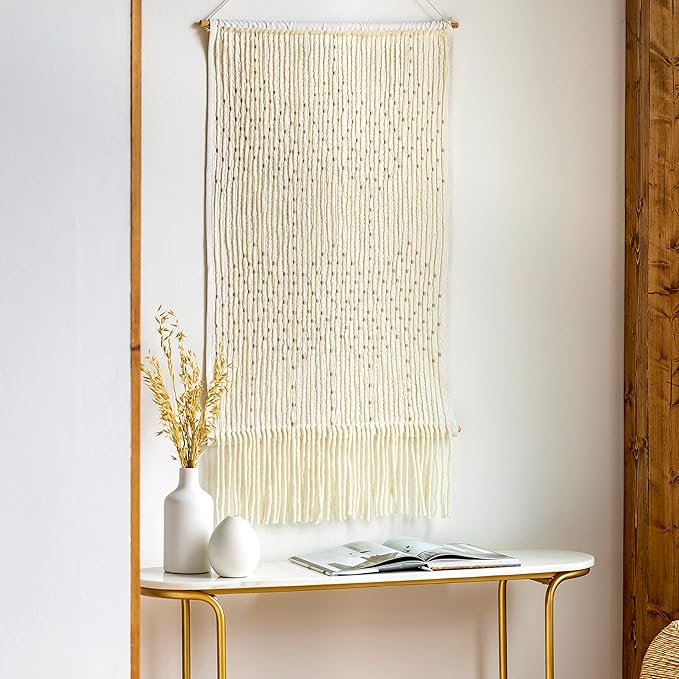 Mark&Day Wall Art, Schlublberg Modern Farmhouse Ivory Macrame Tapestry Wall Hanging for Living Room, Bedroom, Office or Kitchen (36"H x 24"W)-Ruum Studio Home