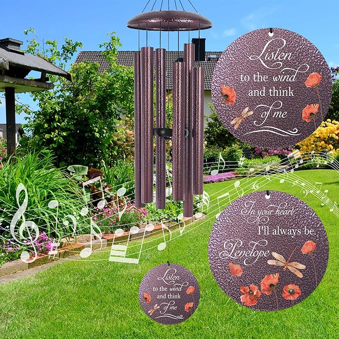 ASTARIN Dragonfly Wind Chimes for Loss of Loved One, Personalized Windchimes in Memory of a Loved One, Bereavement Gifts for Loss of Father Mother, 3 Size Deep Tone Wind Chime-Ruum Studio Home