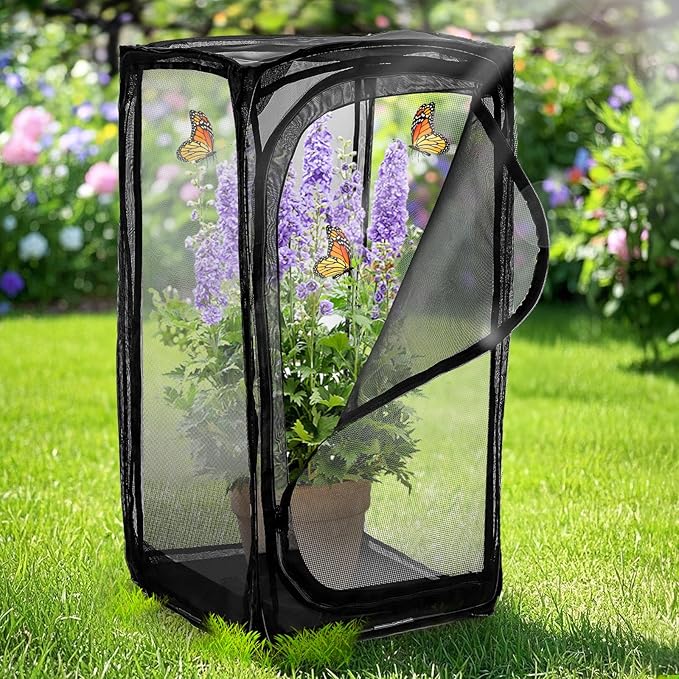 Kingrol 30-Inch Butterfly Habitat Cage, Large Pop-Up Mesh Terrarium with Zipper Opening, Portable & Collapsible Insect Enclosure for Caterpillars & Monarch Butterflies-Ruum Studio Home