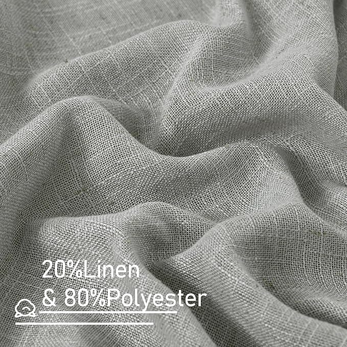 LAMIT Grey Linen Curtains 95 inch for Living Room, Semi Sheer Light Filtering Boho Window Textured Burlap Drapes with Bronze Grommet for Bedroom Farmhouse, 2 Panels Set, 52 x 95 Inch-Ruum Studio Home