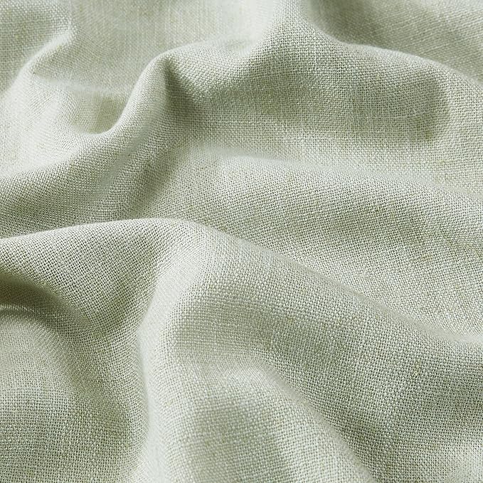 Vision Home Soft Green Pinch Pleated Full Blackout Curtains Linen Blended Room Darkening Window Panels 90 inch for Living Room Bedroom Thermal Insulated Pinch Pleat Drapes with Hooks 60" Wx90 Lx1