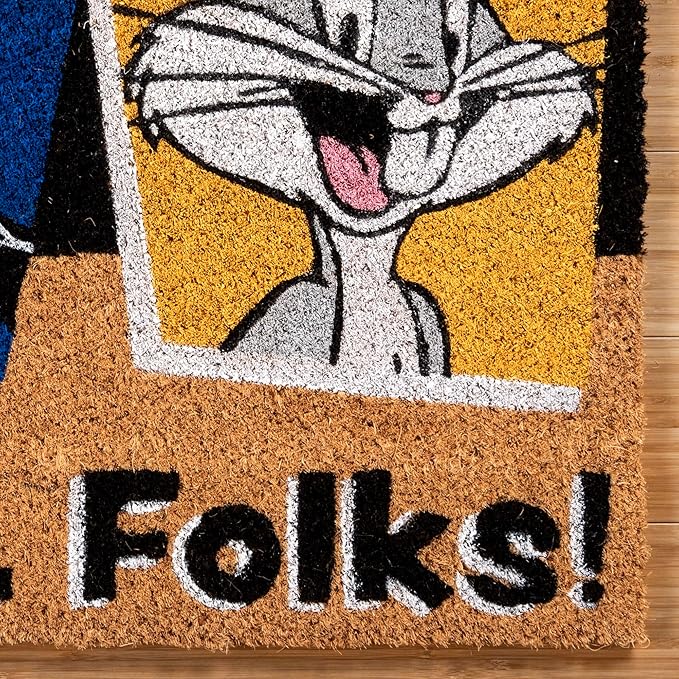 Gertmenian Looney Tunes Coir Doormat - 2x3 Welcome Mat (2-Pack), Ideal for High Traffic Areas in Front Door, Garage, Entryway - Warner Bros. Doc/Folks, 80029-Ruum Studio Home