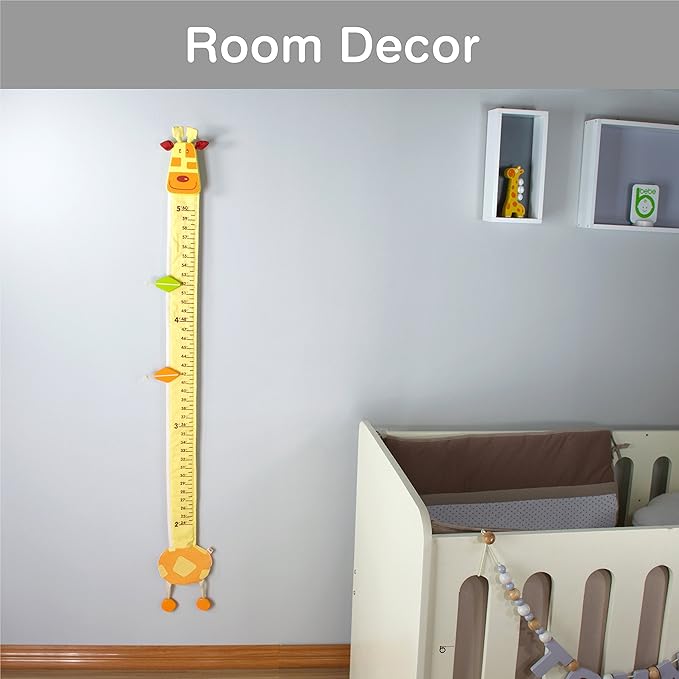 Wood and Fabric Wall Growth Chart, Height Measurement, Scale, Ruler for Kids (Giraffe)-Ruum Studio Home