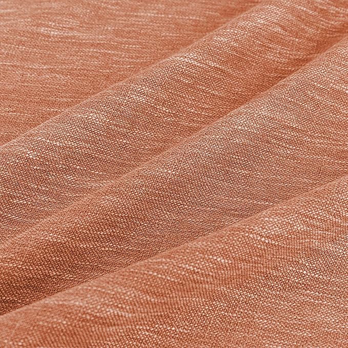 MYSKY HOME Orange Curtains for Bedroom, Short Curtains for Small Window, Boho Semi Sheer 2 Panel Set, Linen Style Texture for Closet/Kitchen, 50"x63", Burnt Orange-Ruum Studio Home