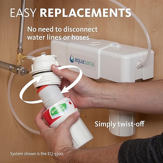 Aquasana Replacement Filter Cartridges for 2-Stage Under Sink Water Filtration System - Filters 99% Of Chlorine - 2 Count - AQ-5200R, Red and Yellow-Ruum Studio Home