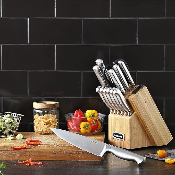 McCook® Knife Sets,German Stainless Steel Knife Block Sets with Built-in Sharpener-Ruum Studio Home