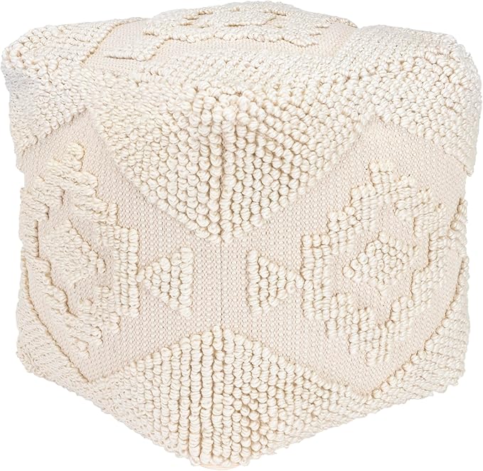 Mark&Day Pouf Ottoman, Munchendorf Cottage Beige Cube Pouf Foot Rest for Living Room, Bedroom and Boho Home Decor (18"x18"x18")-Ruum Studio Home