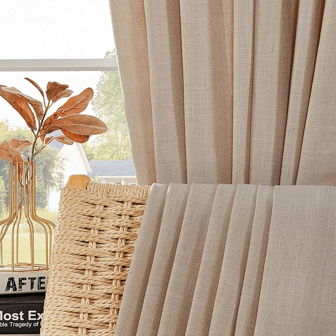 Joydeco Linen Curtains for Living Room,Light Filtering Rod Pocket Back Tab Semi Sheer Drapes Window Long Curtains 72 inches Long Sheer Bliss-Ruum Studio Home