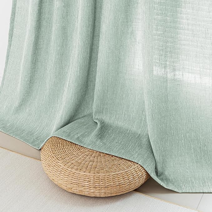 MYSKY HOME Living Room Curtains 84 Inches Long Semi Sheer Light Filtering Privacy Drapes for Bedroom Rod Pocket Textured Boho Home Decor, Backdrop Curtain for Parties, 50" x 84", Aqua, 2 Panels-Ruum Studio Home