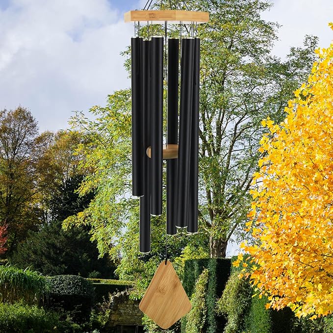 Wind Chimes Outdoor Large Deep Tone, 36 Inches Sympathy WindChimes Outdoor Memorial Windchime for Mom/Housewarming/Christmas, Black Wind Chime for Outside Garden, Patio, Home Decor-Ruum Studio Home