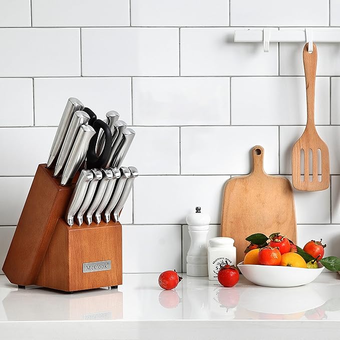 McCook® Knife Sets, German Stainless Steel Kitchen Knife Block Sets with Built-in Sharpener-Ruum Studio Home