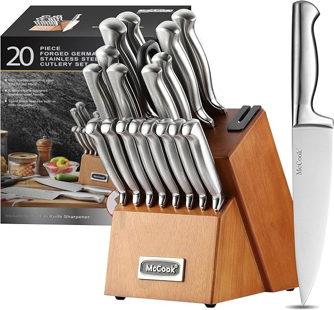 McCook® Kitchen Knife Sets,German Stainless Steel Knives Block Set with Built-in Sharpener-Ruum Studio Home
