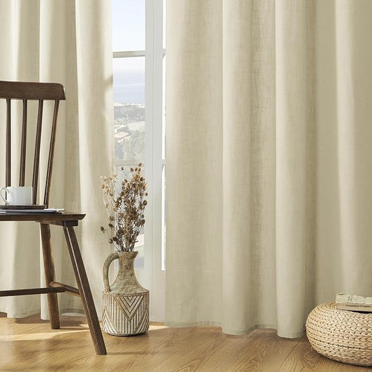 Joydeco Linen Curtains 72 Inch Length 2 Panels Set, Light Filtering Living Room Curtains (W52 x L72 Inch, Pistachio Shell)-Ruum Studio Home