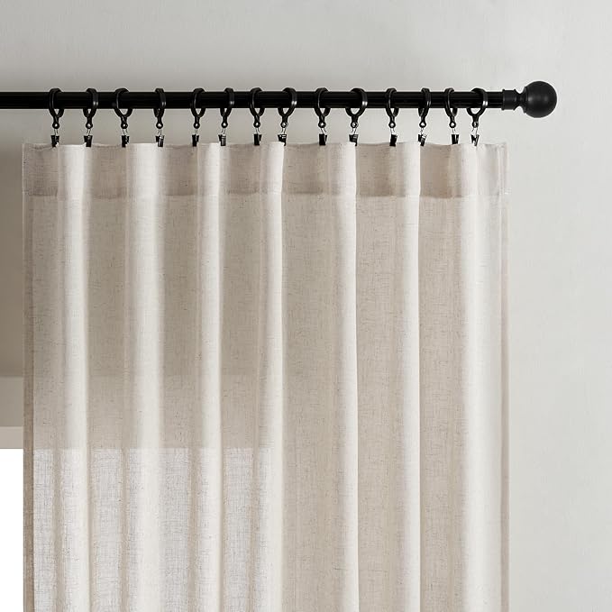 Joydeco Custom Linen Curtains for Living Room, Light Filtreing Curtain 1 Panel Light Filtering Rod Pocket Back Tab (Ecru, Custom Size)-Ruum Studio Home