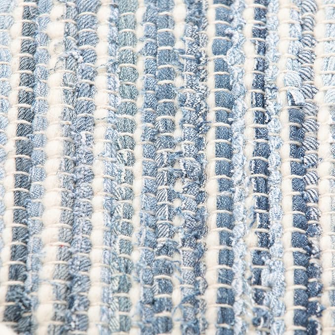 SIMPLIHOME Cowan Boho Square Pouf in Blue, Natural Handloom Woven for the Living Room, Bedroom and Kids Room-Ruum Studio Home