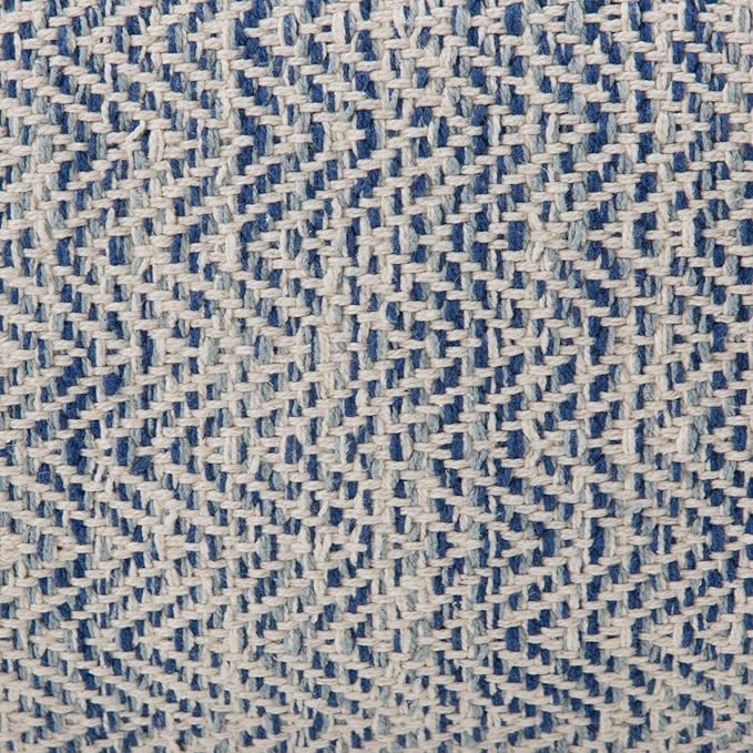 SIMPLIHOME Nate 20-inch Wide Square Pouf in Patterned Denim Mélange, Handwoven Boho-Style Cotton Ottoman, Footrest, or Extra Seating for Living Room, Assembled-Ruum Studio Home