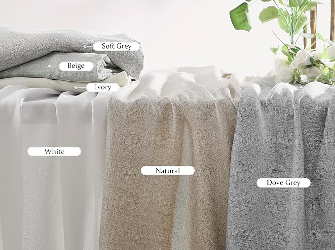 FMFUNCTEX Pinch Pleated Curtains 96 Inches Long for Living Room, Dove Grey Semi Sheer Faux Linen Textured Pleat Drapes for Bedroom with Hooks, Light Filtering Farmhouse Window Drapes 2 Panels-Ruum Studio Home